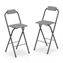 Portable Bar Height Stools Set of 2 with Footrest - Folding