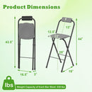 Portable Bar Height Stools Set of 2 with Footrest - Folding