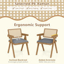 Set of 2 Rattan Accent Chairs with Padded Cushion and Rubber Wood Frame