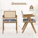 Set of 2 Rattan Accent Chairs with Padded Cushion and Rubber Wood Frame