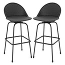 Set of 2 Rattan Swivel Barstools with Curved Back-Black