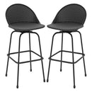 Set of 2 Rattan Swivel Barstools with Curved Back-Black