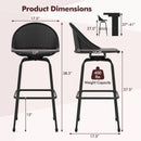 Set of 2 Rattan Swivel Barstools with Curved Back-Black