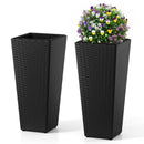 Set of 2 Rattan Tall Plant Pots with Detachable Plastic Liners-Black