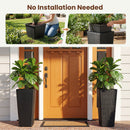 Set of 2 Rattan Tall Plant Pots with Detachable Plastic Liners-Black