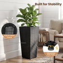 Set of 2 Rattan Tall Plant Pots with Detachable Plastic Liners-Black