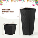 Set of 2 Rattan Tall Plant Pots with Detachable Plastic Liners-Black