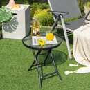 Round Folding Patio Side Tables with Tempered Glass Top