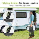 Round Folding Patio Side Tables with Tempered Glass Top