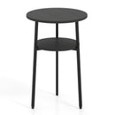 Round Side Table Set with Storage Shelf - Rustic Brown
