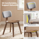 Set of 2 Rubber Wood Dining Room Chairs with Teddy Velvet Padded Backrest