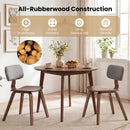 Set of 2 Rubber Wood Dining Room Chairs with Teddy Velvet Padded Backrest