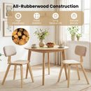 Set of 2 Rubber Wood Dining Room Chairs with Teddy Velvet Padded Backrest
