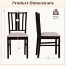 Rubber Wood Dining Chairs with Padded Fabric Seat, Set of 2
