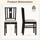 Rubber Wood Dining Chairs with Padded Fabric Seat, Set of 2