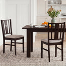 Rubber Wood Dining Chairs with Padded Fabric Seat, Set of 2