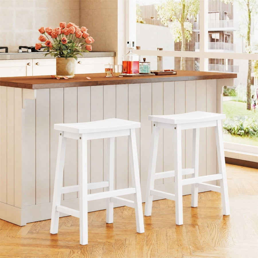 Saddle-Seat Counter Height Stools Set of 2 with Footrests