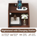 Set of 2 Side End Tables with Charging Station Sofa Couch Tables with Shelf Drawers