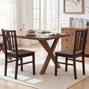 Solid Rubber Wood Dining Chairs Set of 2 with Slatted Back