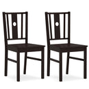 Solid Rubber Wood Dining Chairs Set of 2 with Slatted Back