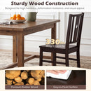Solid Rubber Wood Dining Chairs Set of 2 with Slatted Back