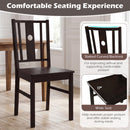 Solid Rubber Wood Dining Chairs Set of 2 with Slatted Back