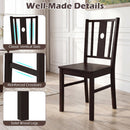 Solid Rubber Wood Dining Chairs Set of 2 with Slatted Back