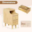 Set of 2 Solid Wood Night Side Table with Pull-out Tray and 2 Storage Drawers