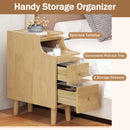 Set of 2 Solid Wood Night Side Table with Pull-out Tray and 2 Storage Drawers