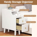 Set of 2 Solid Wood Night Side Table with Pull-out Tray and 2 Storage Drawers