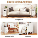 Set of 2 Solid Wood Night Side Table with Pull-out Tray and 2 Storage Drawers