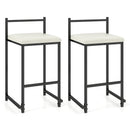 Set of 2 Stackable Counter Height Bar Stools PU Leather Upholstered with Footrest-Black