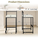 Set of 2 Stackable Counter Height Bar Stools PU Leather Upholstered with Footrest-Black