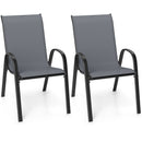 Set of 2 Stackable Patio Dining Chairs Set with Armrest