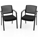 Set of 2 Stackable Reception Room Chairs with Padded Seat-Black
