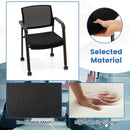 Set of 2 Stackable Rolling Office Chairs with Mesh Backrest