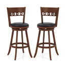 Set of 2 Swivel Bar Stools with Rubber Wood Frame
