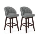 Set of 2 Swivel Bar Stools with Rubber Wood Legs and Padded Back