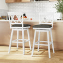 Set of 2 Swivel Bar Stools Counter Height Barstools with Backrest Upholstered Seat Cushion
