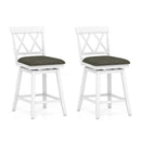 Set of 2 Swivel Bar Stools Counter Height Barstools with Backrest Upholstered Seat Cushion