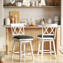 Set of 2 Swivel Bar Stools Counter Height Barstools with Backrest Upholstered Seat Cushion
