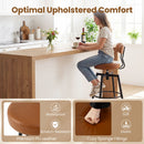 Set of 2 Swivel Barstools Faux Leather with Upholstered Seat and Back