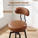 Set of 2 Swivel Barstools Faux Leather with Upholstered Seat and Back