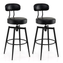 Set of 2 Swivel Barstools Faux Leather with Upholstered Seat and Back