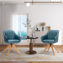 Modern Leathaire Set of 2 Swivel Accent Chair with Beech Wood Legs