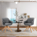 Modern Leathaire Set of 2 Swivel Accent Chair with Beech Wood Legs