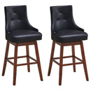 2 Pieces 29 Inch Pub Height Swivel Upholstered Bar Stools with Wood Legs-29 inches