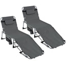 Set of 2 Tanning Chairs with Face Arm Holes Portable with 4-Level Backrest