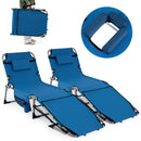 Set of 2 Tanning Chairs with Face Arm Holes Portable with 4-Level Backrest