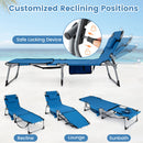 Set of 2 Tanning Chairs with Face Arm Holes Portable with 4-Level Backrest